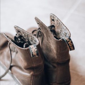 brown dr. martens leather combat boots